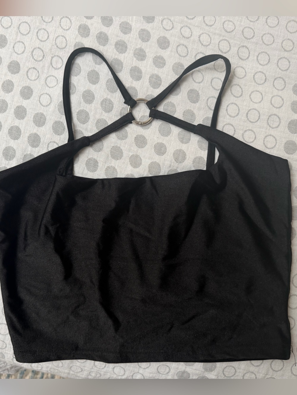 Black Strappy Crop Top with Back Ring